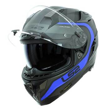 Casco LS2 FF327 Challenger Fusion Titanio Azul Mat