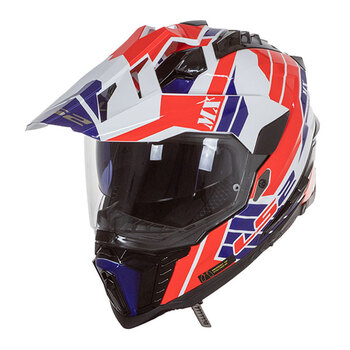 Casco LS2 MX701 Explorer Atlantis Blanco Rojo Azul