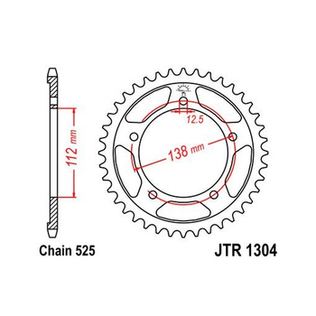 Corona JT SPROCKETS 1304 de acero con 47 dientes