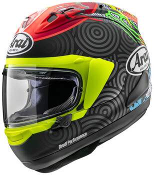Casco ARAI RX-7V EVO Tatsuki Negro Amarillo Rojo