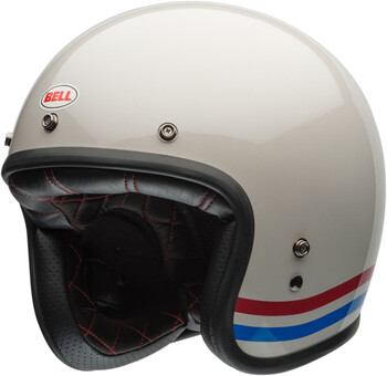 Casco BELL Custom 500 Stripes Blanco Rojo Azul