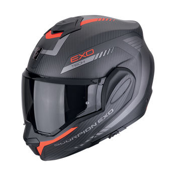 Casco Scorpion EXO-TECH EVO CARBON Cosy Negro Rojo